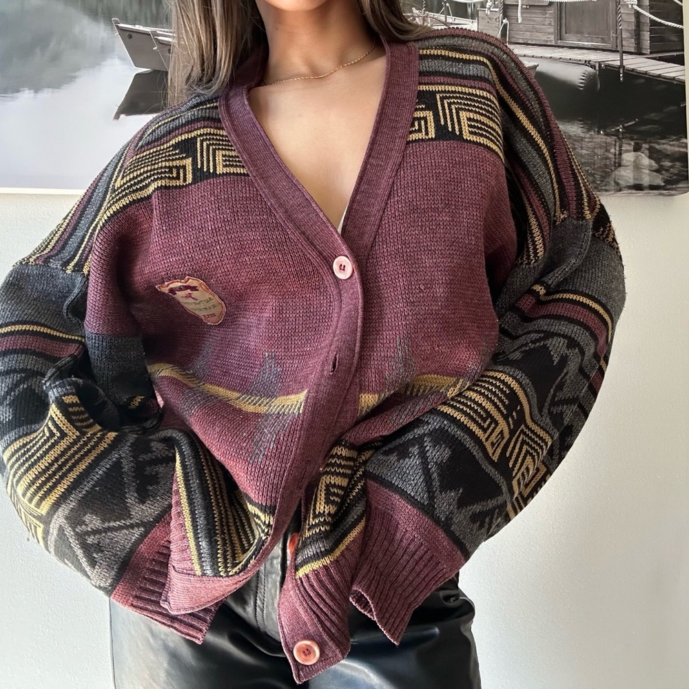 Vintage 90s OVersized Knit slouchy indie retro grunge cardigan shacket - Picture 7 of 7